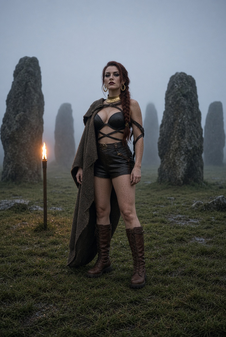 Aoife Kane in emerald wool cloak